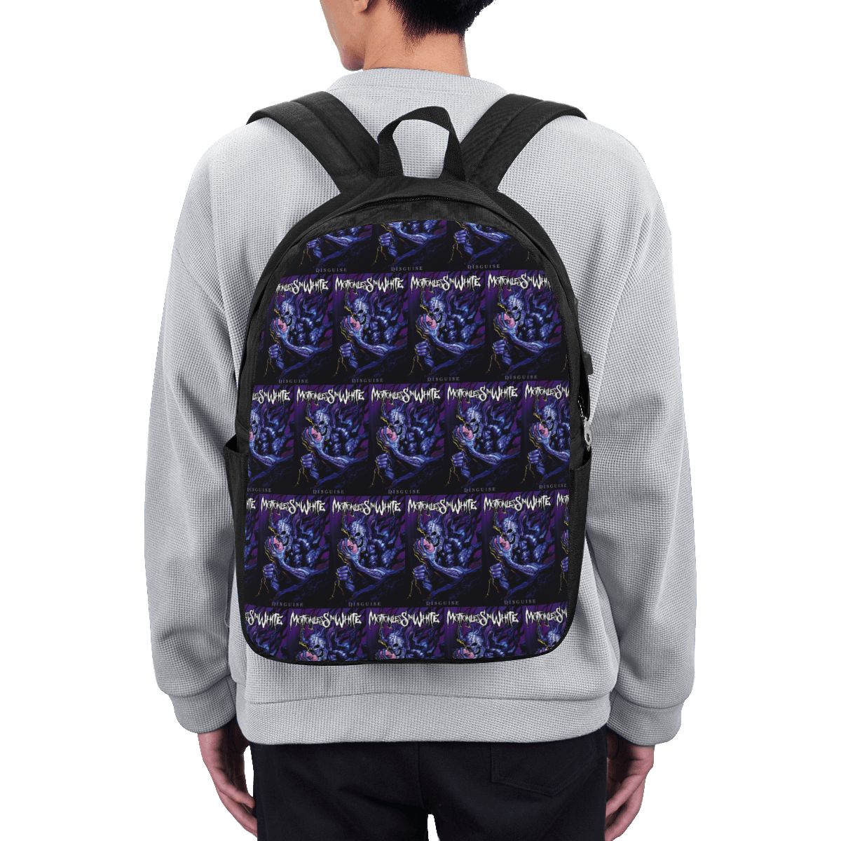 Woman In Bag - กระเป๋าเป้สะพายหลังสีขาว Motionless In White กระเป๋าใส่โน้ตบุ๊ค กระเป๋าคอมพิวเตอร์