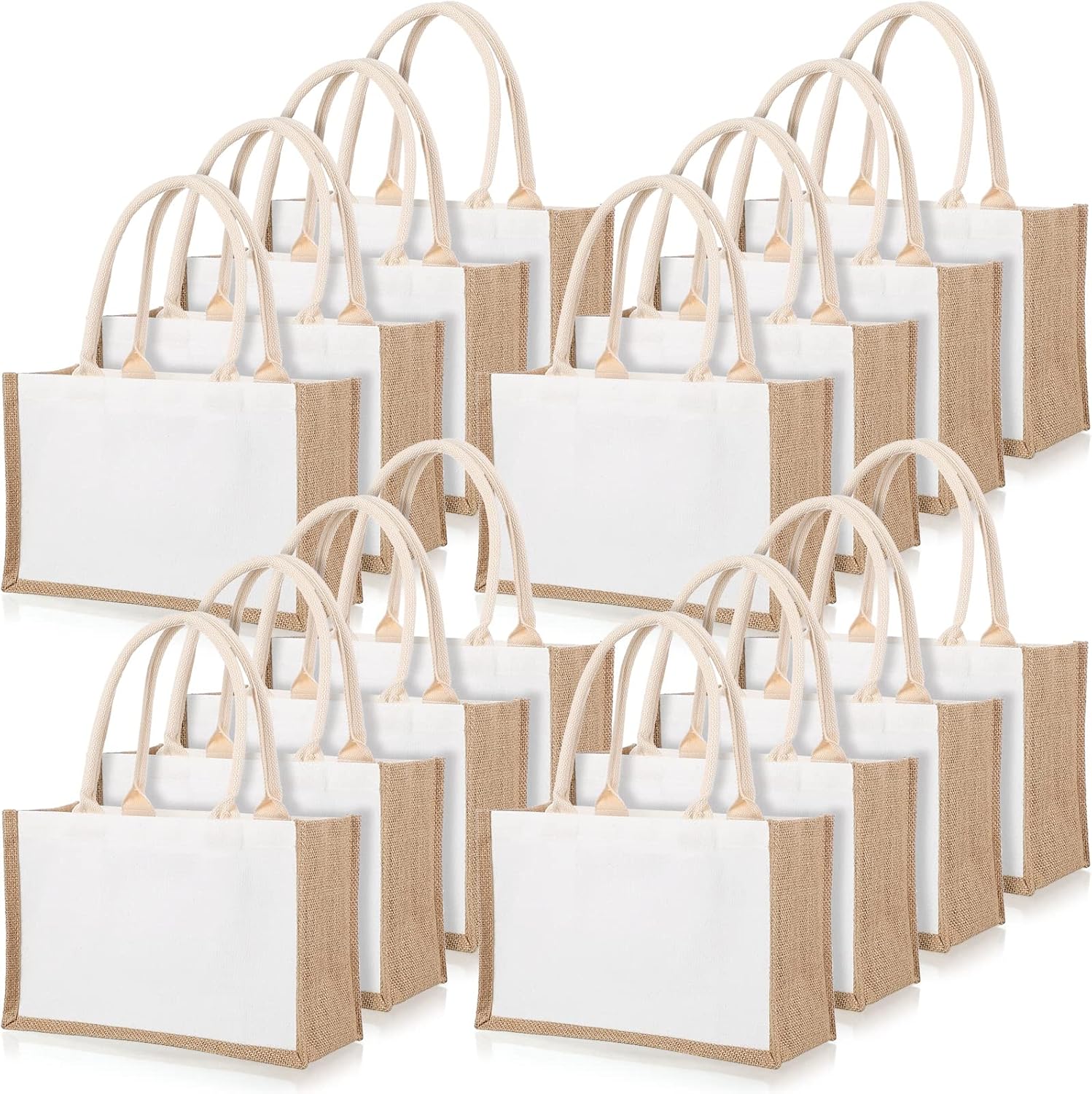 Women Bags For Eid - 16 Pack Burlap Tote กระเป๋า Jute