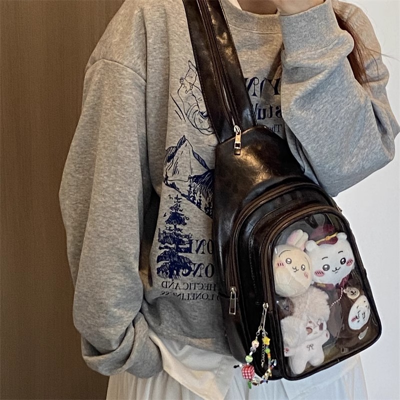 Women Bags Trend 2025 - JIAERDI อะนิเมะอิทะกระเป๋าเหมาะกับตุ๊กตา 20 ซม.ผู้หญิงหนังกระเป๋าเป้สะพายหลังกว้างขวางสุภาพสตรีมัลติฟังก์ชั่โปร่งใสกระเป๋าสะพายข้างกระเป๋า 2025 ใหม่