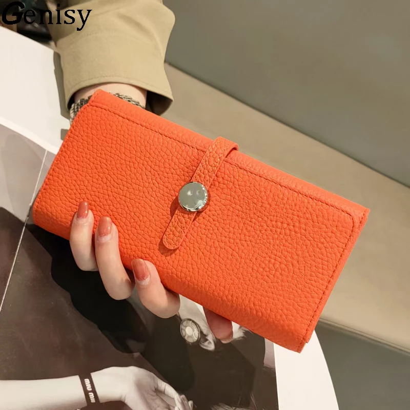 Women Bags Lv - กระเป๋าสตางค์หนังแท้ผู้หญิงยาวคลัทช์แฟชั่นแบรนด์หรูสุภาพสตรีกระเป๋าซิปกระเป๋าเหรียญคุณภาพสูง Billfold