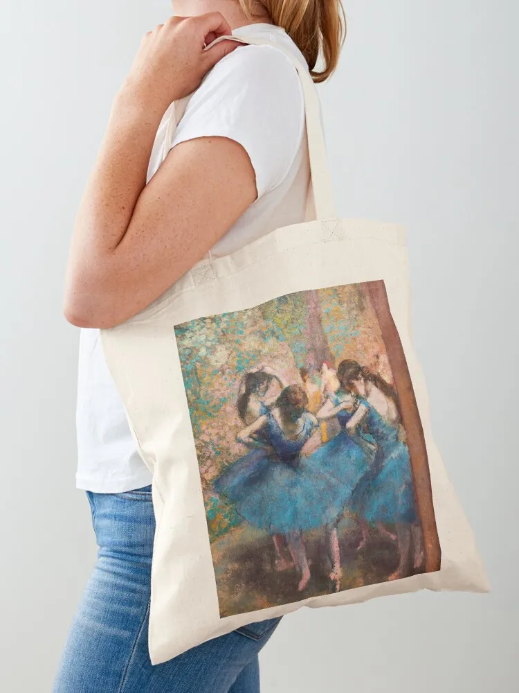 Women Bags Edgars - เอ็ดการ์ เดแกส - นักเต้นในชุดสีน้ำเงิน กระเป๋าผ้าแคนวาสสำหรับผู้หญิง