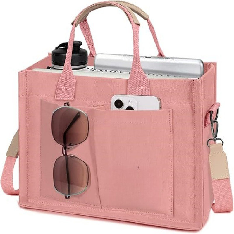 Women'S Bags For Work - กระเป๋าผ้าแคนวาสขนาดใหญ่สำหรับผู้หญิง มีช่องใส่ของ กระเป๋าสะพายข้างใส่แล็ปท็อป กระเป๋าถือสำหรับทำงานประจำวัน