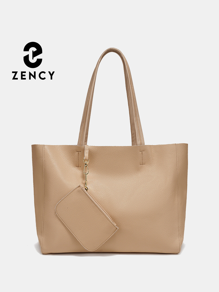 Women'S Bags For Work - กระเป๋าถือขนาดใหญ่หนังแท้ Zency กระเป๋าชายหาดสุดหรูสำหรับผู้หญิง พร้อมซิปสำหรับใส่เอกสาร A4 กระเป๋าทำงาน