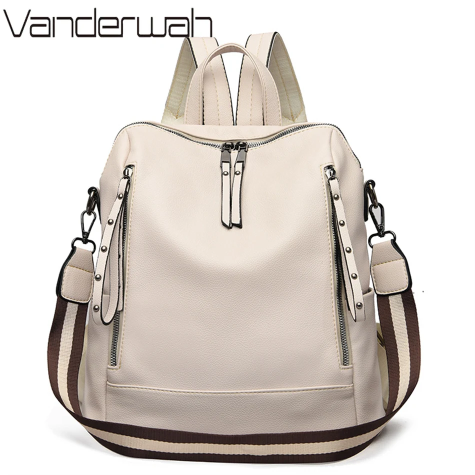 Women Bags Luxury Brands - ยี่ห้อกระเป๋าเป้สะพายหลังหนังนุ่มกันน้ำ Bagpack Preppy สไตล์นักเรียนกระเป๋า Mochila Feminina