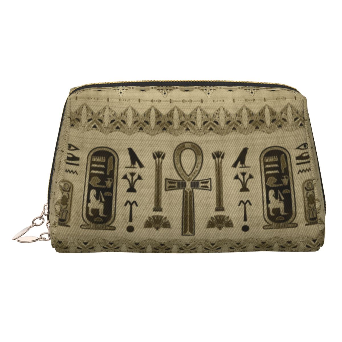 Women Bags In Egypt - กระเป๋าใส่เครื่องสำอางลายกากบาทอังค์แบบอียิปต์โบราณ ลายอักษรอียิปต์โบราณน่ารัก สำหรับผู้หญิง ใช้จัดเก็บเครื่องสำอางและอุปกรณ์เสริมความงาม
