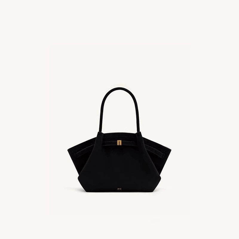 Women Bags Jw Pei - กระเป๋าถือทรงซาลาเปาหนังกลับสีดำสไตล์วินเทจ JW PEI สำหรับผู้หญิง สีพื้น เรียบง่าย
