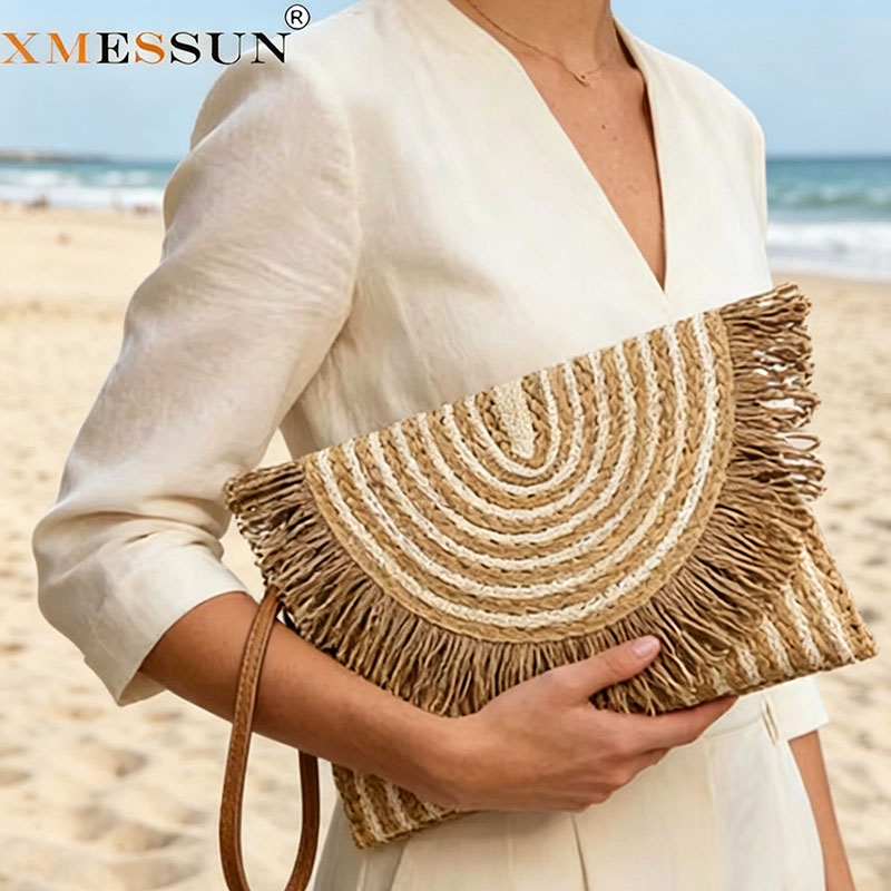 Women Bags Jw Pei - กระเป๋าคลัทช์สานหรูหรา แฟชั่น ความจุขนาดใหญ่ ดีไซน์เรียบง่าย กระเป๋าถือผู้หญิง กระเป๋าชายหาดสาน