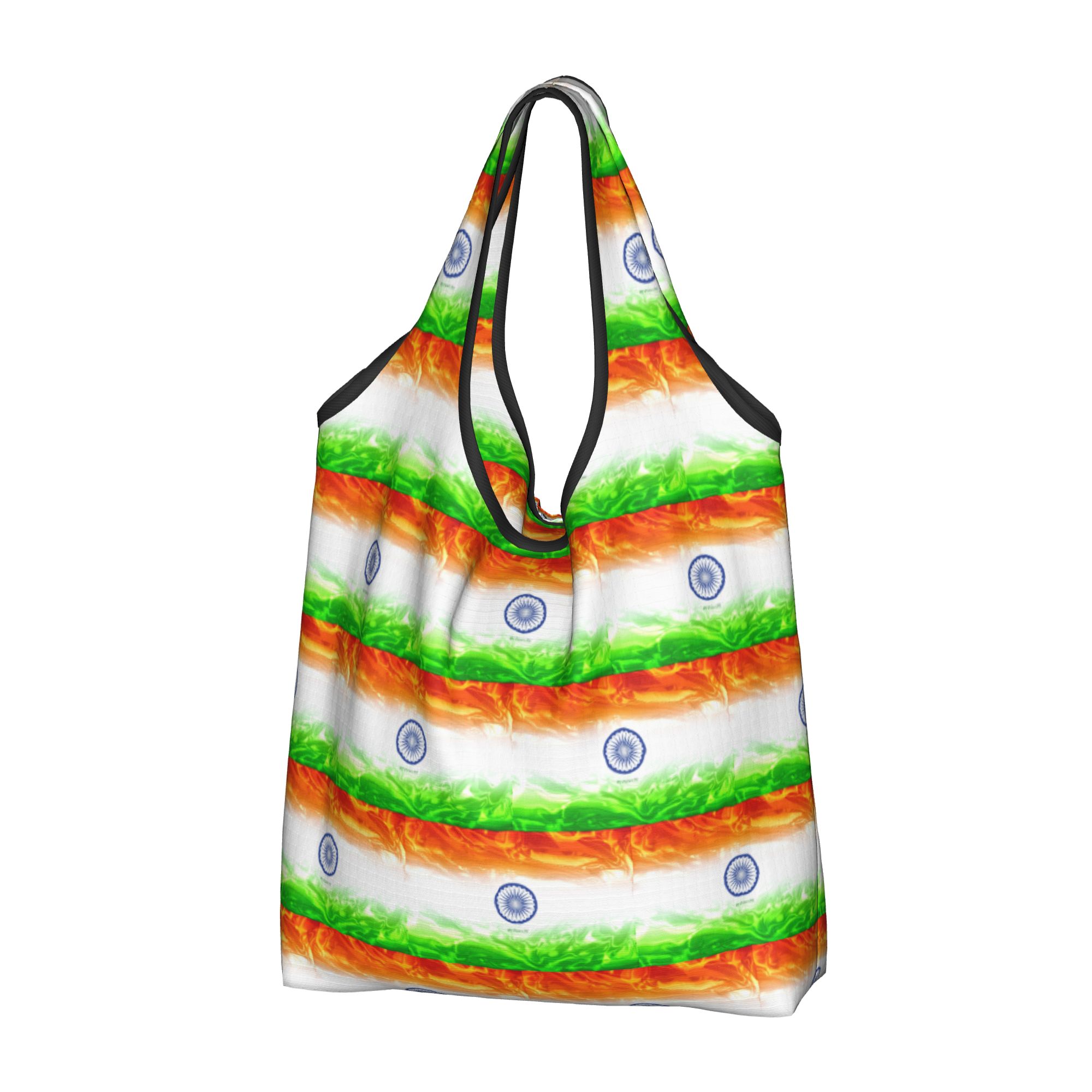 Women Bags India - กระเป๋าใส่ของช้อปปิ้งลายธงชาติอินเดีย กระเป๋าสะพายไหล่ลายธงชาติอินเดียน่ารักสำหรับผู้หญิง กระเป๋าถือความจุขนาดใหญ่