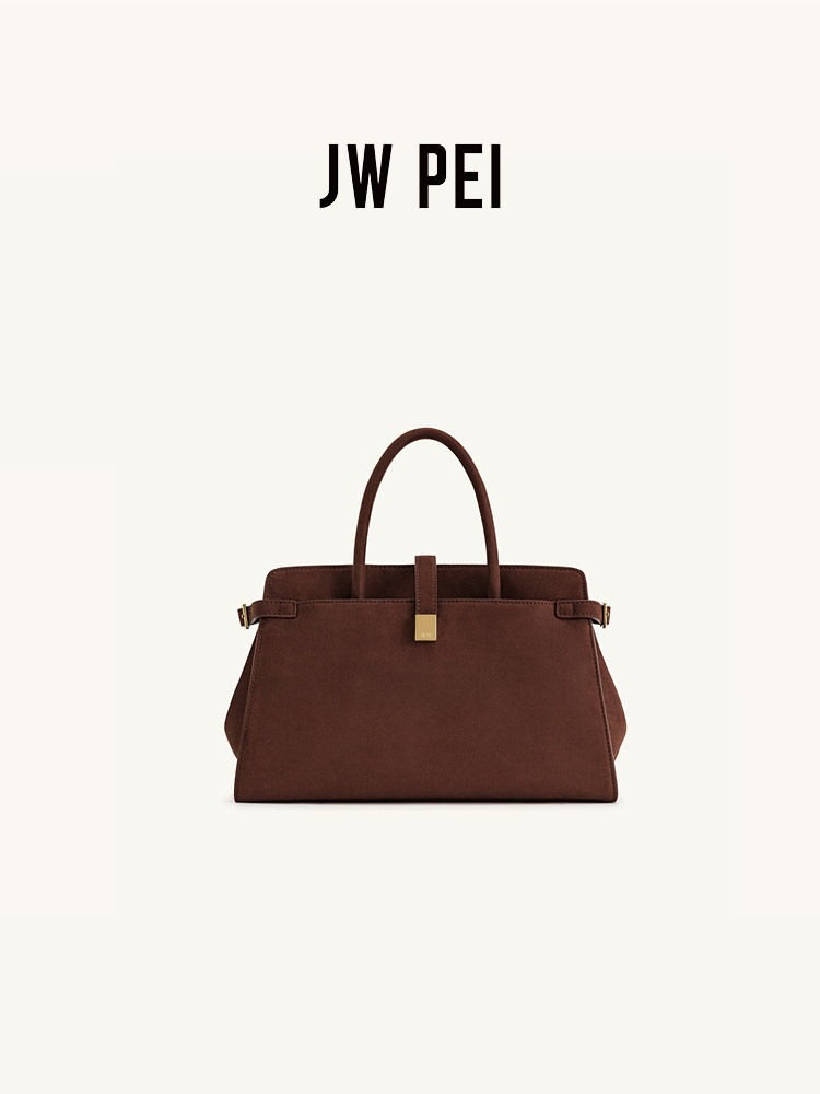 Women Bags Jw Pei - JW PEI กระเป๋าถือหนังกลับเทียม Saige Briefcase กระเป๋าสะพายข้างสไตล์วินเทจอเนกประสงค์สำหรับผู้หญิง