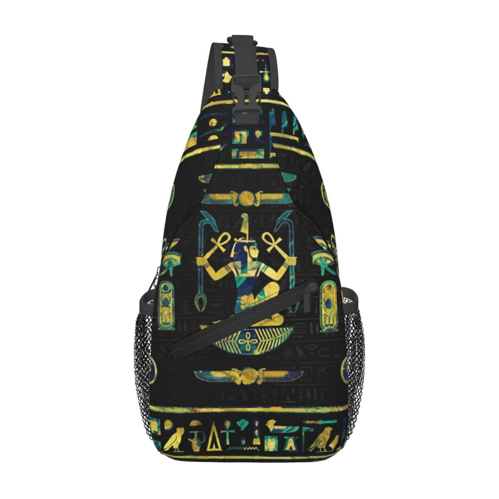 Women Bags India - กระเป๋าสะพายข้างลายอักษรอียิปต์โบราณสีทองอินเดีย สำหรับผู้หญิงผู้ชาย กระเป๋าสะพายไหล่แบบปรับได้สำหรับใช้ในชีวิตประจำวัน