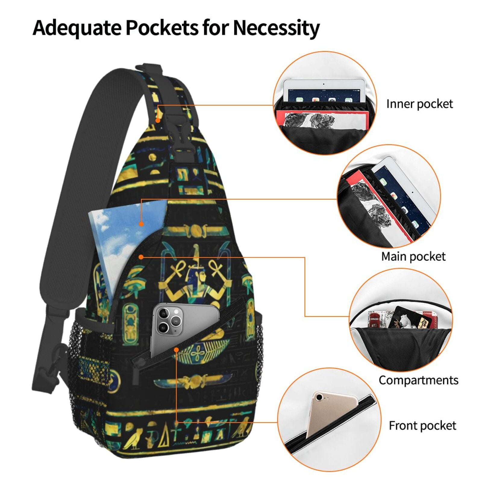 กระเป๋าสะพายข้างลายอักษรอียิปต - Women Bags India บทวิจารณ์และราคา